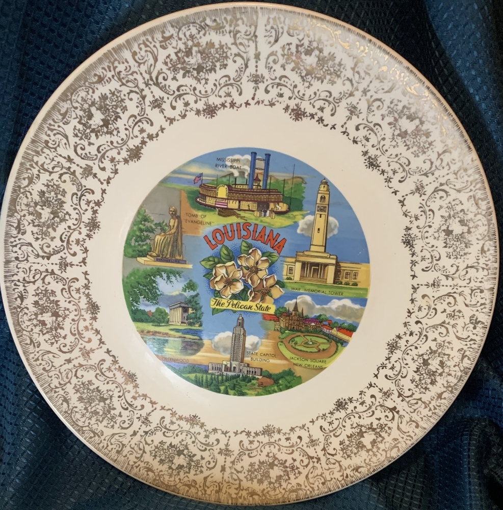 Louisiana Heritage Decorative Plate with Brown Patterns